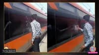 man behind vande bharat train glass broken viral video fact check